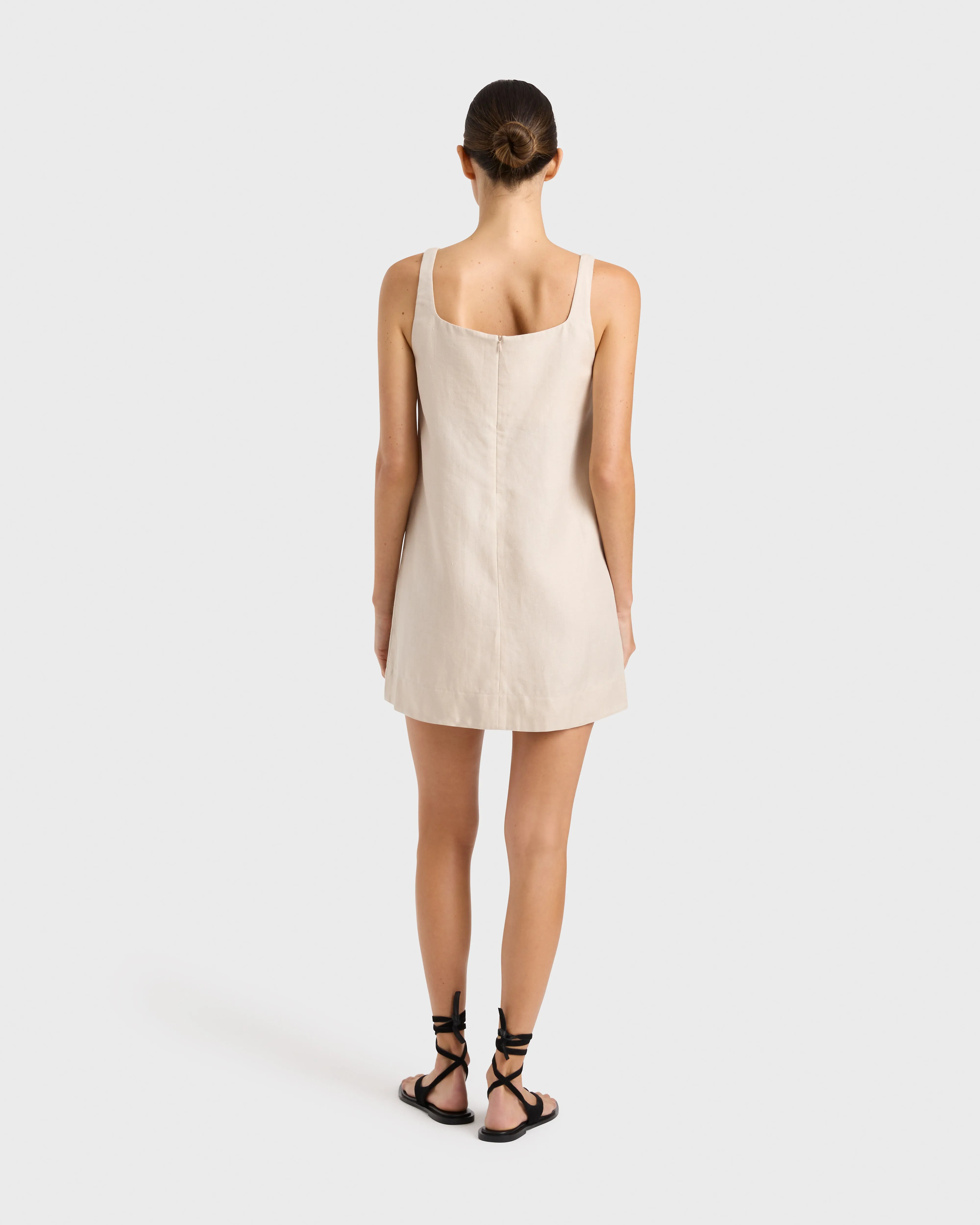 Delphi Linen A-Line Mini Dress - Sand