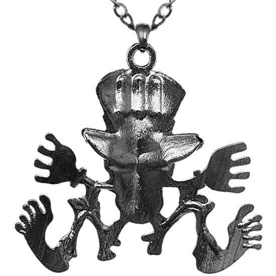 Hematite Rhinestone Skeleton Charm Necklace