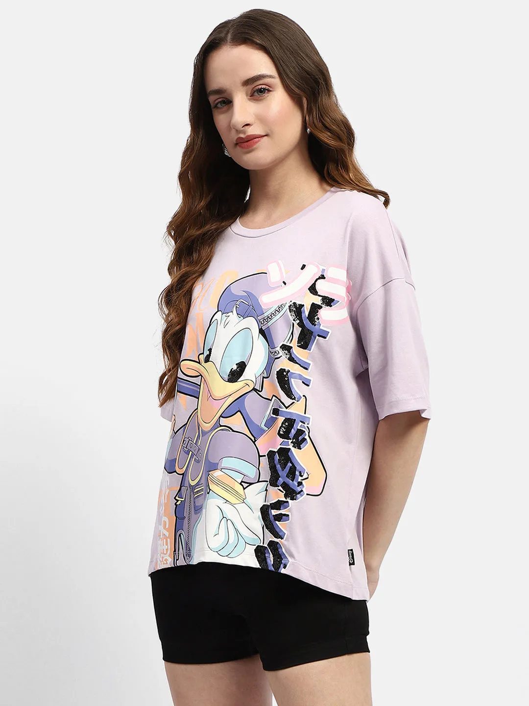 Madame Disney Graphic Print Mauve Regular T-Shirt
