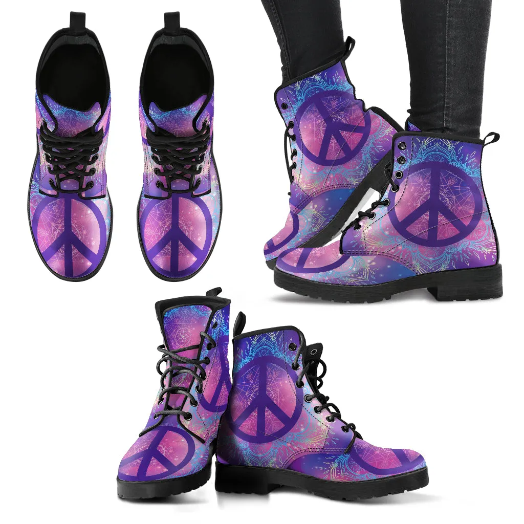 Peace Mandala Women's Leather Boots