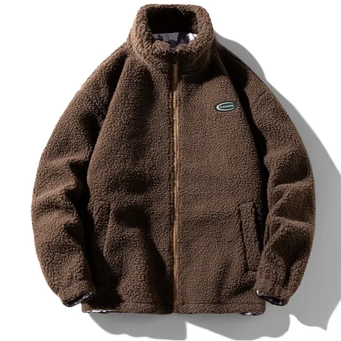"SHEEP" Veste Vintage à zip Imitation Agneau Bleu Marine - URB1™