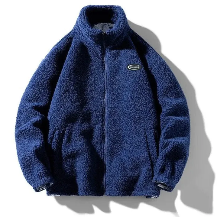 "SHEEP" Veste Vintage à zip Imitation Agneau Noir - URB1™
