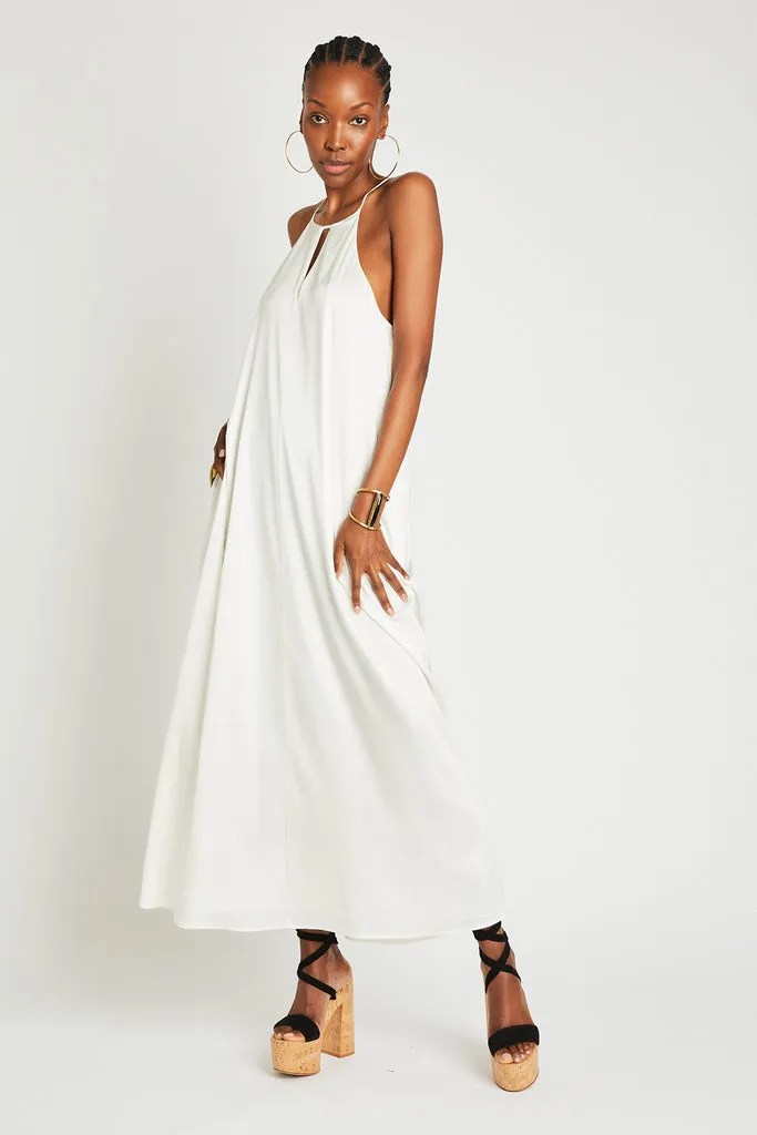 SIENNA LONG SILK DRESS - OFF WHITE