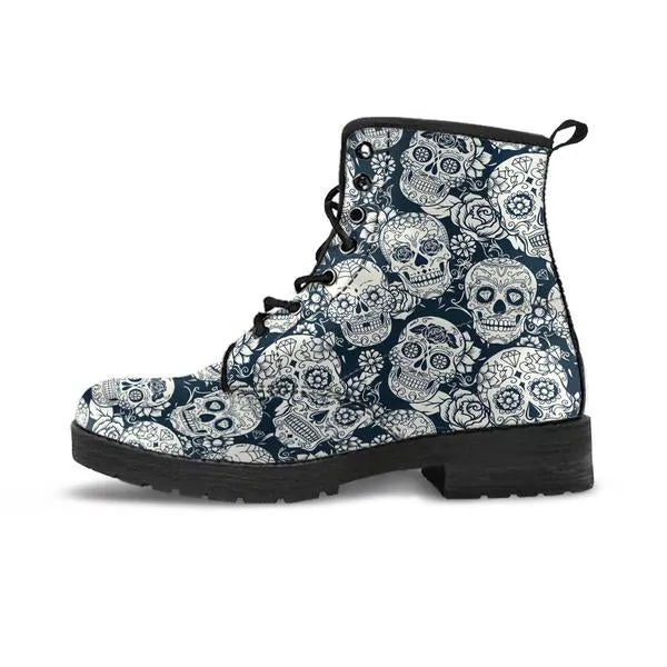 White Sugar Skull - Boots